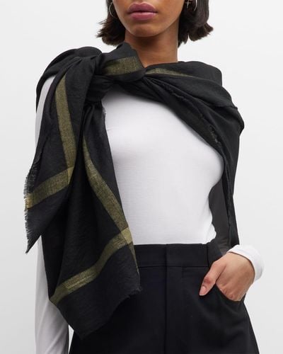 Bindya Accessories Striped Wool Evening Wrap - Black