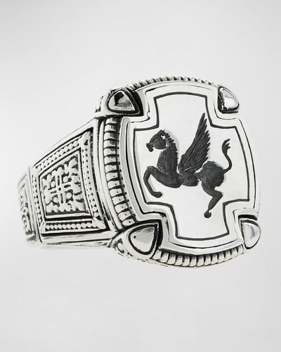 Konstantino Pegasus Square Ring, Size 10 - Metallic