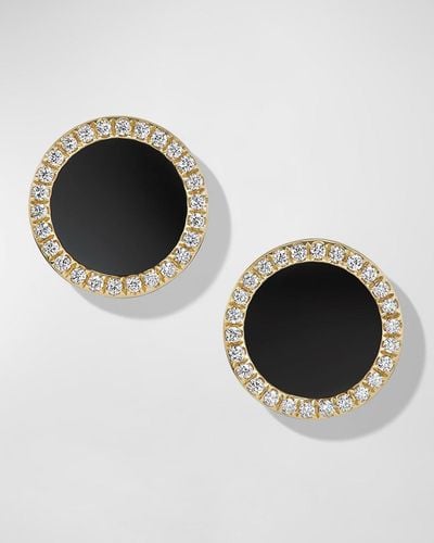 David Yurman Dy Elements Stud Earrings With Gemstone And Diamonds In 18k Gold, 11mm - Black