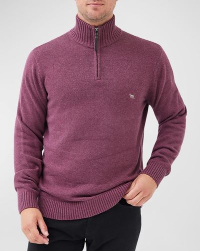 Rodd & Gunn Merrick Bay Half-Zip Cotton Sweater - Purple