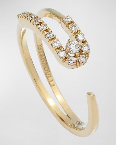 Krisonia 18k Yellow Gold Tapered Ring With Diamonds, Size 4.5 - Metallic
