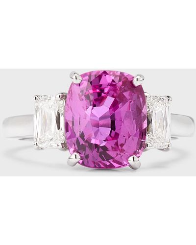 Oscar Heyman Platinum Pink Sapphire Ring, Size 6.5