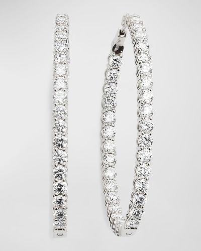 Neiman Marcus 18k White Gold Oval 2" Diamond Hoop Earrings