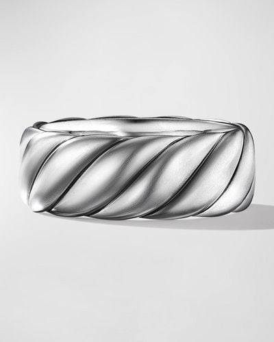 David Yurman Sculpted Cable Contour Band Ring In Silver, 9mm - Gray