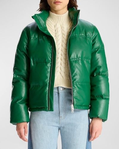 A.L.C. Mila Vegan Leather Puffer Jacket - Green