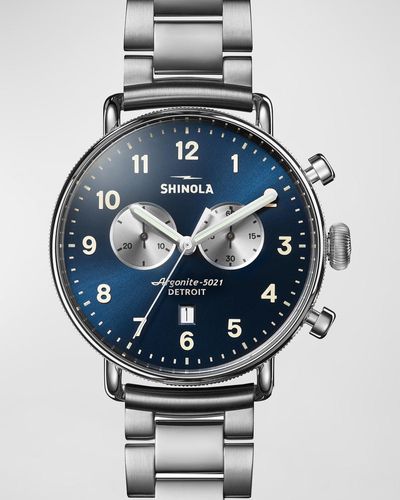 Shinola Canfield Chrono Bracelet Watch, 43Mm - Gray