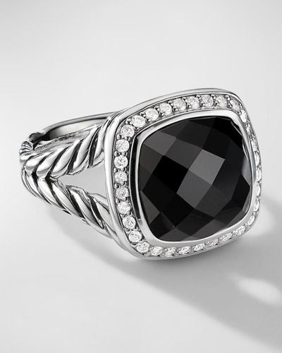 David Yurman Albion Ring With Gemstone And Diamonds In Silver, 11mm - Metallic