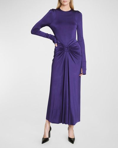 Victoria Beckham Gathered Circle Midi Dress - Purple