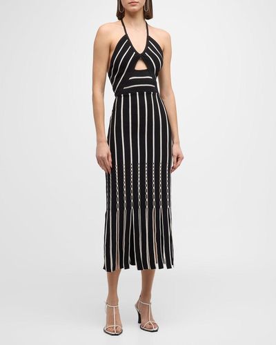 Ramy Brook Frida Striped Halter Dress - Black