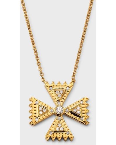 Harwell Godfrey 18k Yellow Gold Mini Diamond Crux Pendant Necklace - Metallic