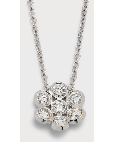 Bayco 18k White Gold Flower Diamond Pendant Necklace