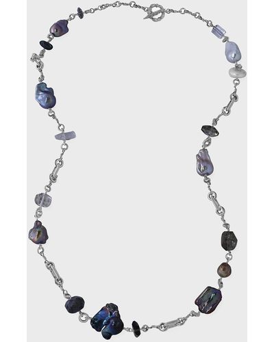 Stephen Dweck Labradorite, Agate, Quartz And Pearl Chain Necklace, 39"L - Blue