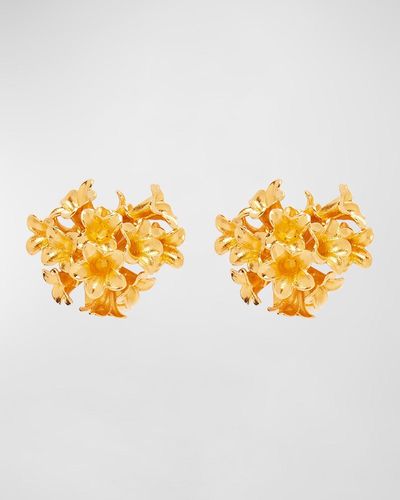 Oscar de la Renta Bouquet Of Flowers Button Earrings - Metallic