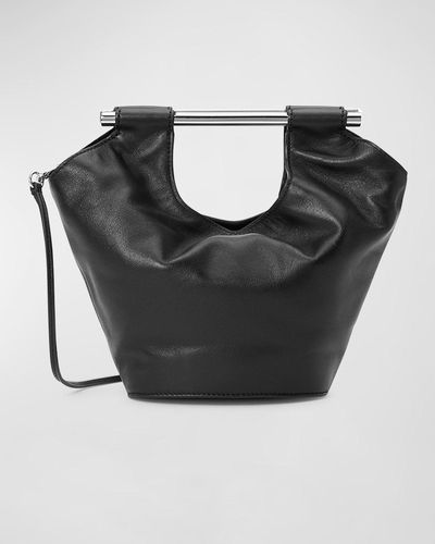 STAUD Mar Mini Leather Bucket Bag - Black