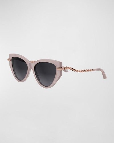BVLGARI Wavy Acetate & Metal Cat-eye Sunglasses - White