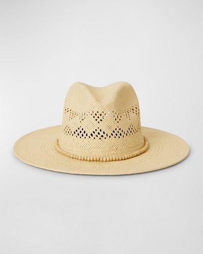 BTB Los Angeles Lucy Straw Fedora With Beaded Band - Natural
