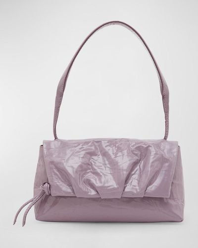 Dries Van Noten Small Flap Patent Leather Shoulder Bag - Purple