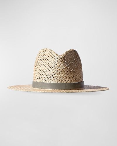 Janessa Leone Otis Woven Straw Fedora Hat - White