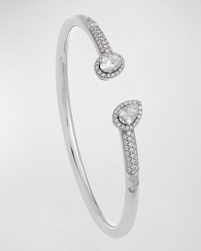 Krisonia 18k White Gold Cuff Bracelet With Mixed-cut Diamonds