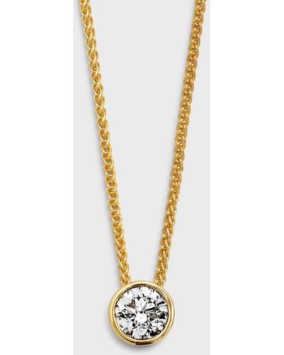 Neiman Marcus 18k Yellow Gold Bezel Diamond Slider Pendant - Metallic