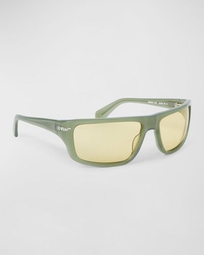 Off-White c/o Virgil Abloh Bologna Acetate Wrap Sunglasses - Natural