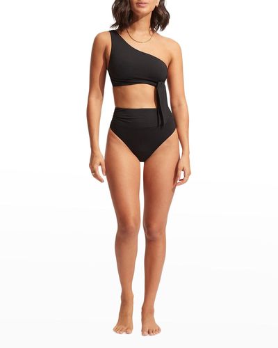 Seafolly One Shoulder Bikini Top - Black
