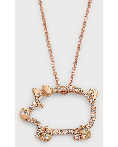 Roberto Coin 18k Rose Gold Diamond Pig Pendant Necklace - Metallic