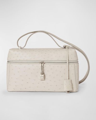 Loro Piana Extra Ostrich Leather Crossbody Bag - Natural