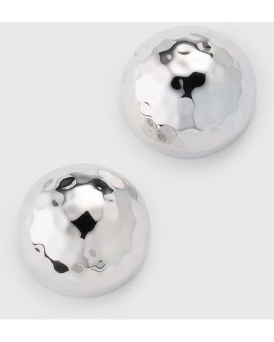 Nest Hammered Dome Stud Earrings - White