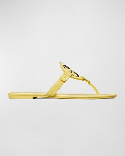 Tory Burch Miller Glossy Logo Thong Sandals - Metallic