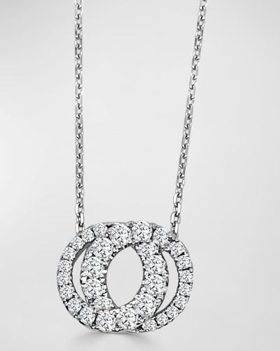 Frederic Sage 18k White Gold Small Love Halo All Diamond Hidden Bale Pendant Necklace