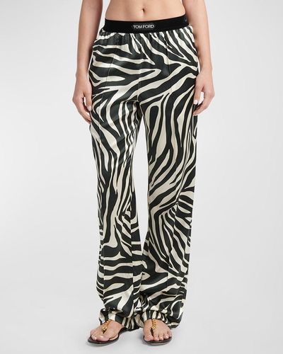 Tom Ford Optical Zebra-Print Silk Pajama Pants - Multicolor