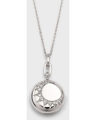 Monica Rich Kosann Sterling Sun Locket Necklace With Sapphires - White