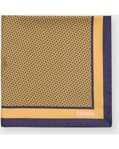Zegna Silk Geometric-Print Pocket Square - Natural