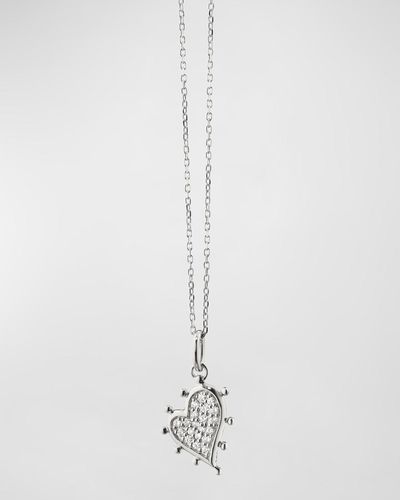 Monica Rich Kosann Sterling Petite Pavé Sapphire Heart Necklace - White