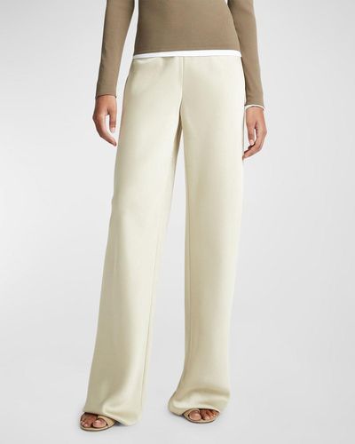 Vince High-Waist Satin Bias Pants - Natural