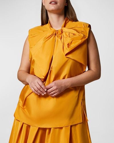 Marina Rinaldi Plus Size Finish Bow-Front Taffeta Top - Orange