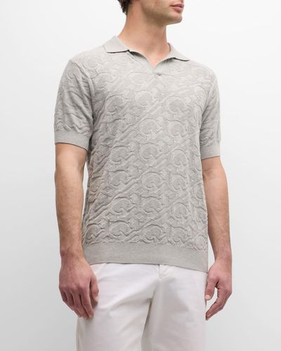 Rodd & Gunn Millard Textured Logo Knit Polo Shirt - Gray