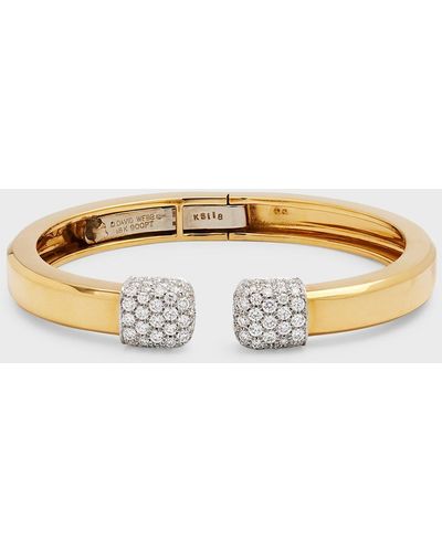 David Webb 18k Polished Gold Sugar Cube Bracelet W/ Diamonds - Metallic