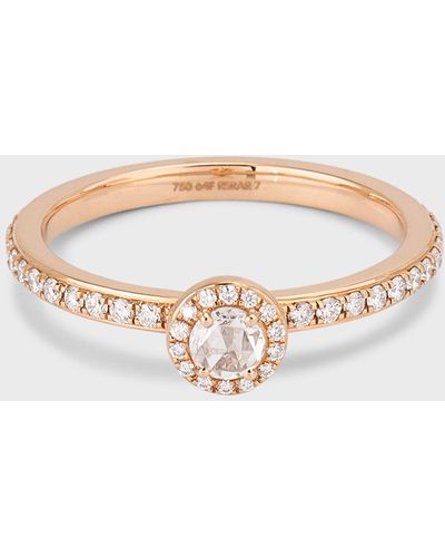 64 Facets 18k Rose Gold Rose-cut Diamond Ring, Size 5 - White