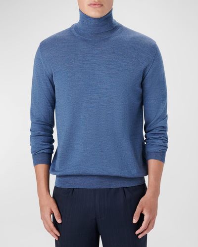 Bugatchi Premium Merino Wool Turtleneck Sweater - Blue