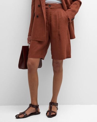 A.L.C. Nico Tailored Linen-blend Shorts - Brown