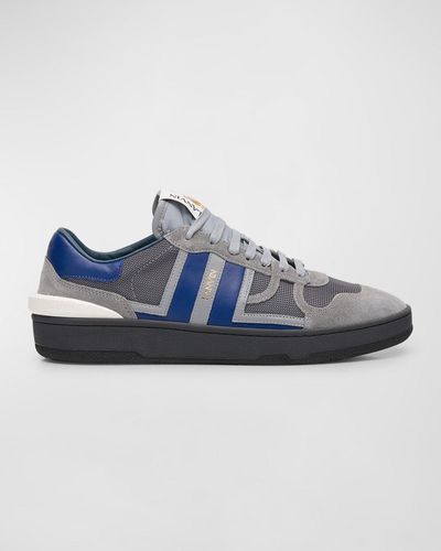 Lanvin Clay Textile And Leather Low-top Sneakers - Blue