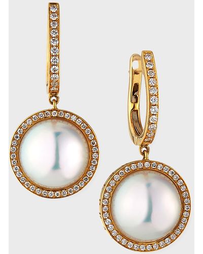 Belpearl 18k Pearl-drop Diamond-halo Earrings - Metallic