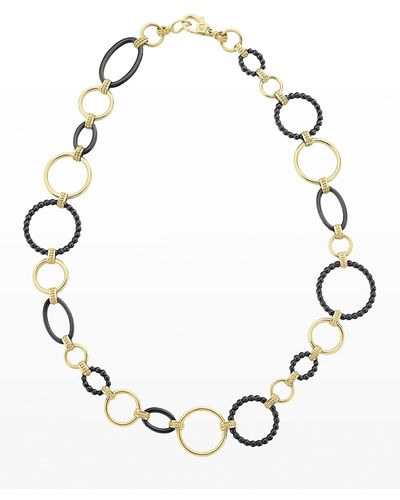 Lagos 18k Gold Caviar Link Necklace W/ Black Ceramic - Multicolor