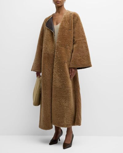 By Malene Birger Sandras Reversible Shearling & Suede Coat - Natural