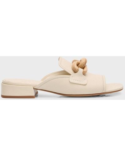 Pedro Garcia Enna Leather Wooden-link Mule Sandals - White