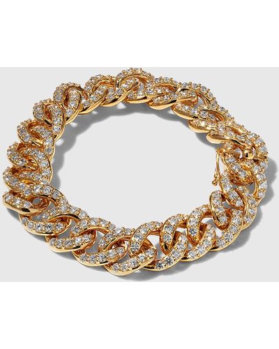 Leo Pizzo Yellow Gold Link Bracelet With Pave Diamonds - Metallic