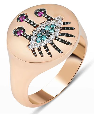 BeeGoddess 14k Rose Gold Eye Light Multi-diamond Ring - Metallic