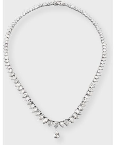Neiman Marcus Lab Grown Diamond 18K Pear Line Necklace, 17"L, 37.3Ctw - White